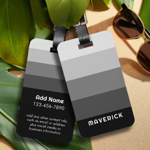 Etiqueta Para Maletas Rayas retro Gris negro - Sans simple nombre de ser