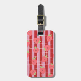 Etiqueta Para Maletas Rayas rosadas y rojas, con fresas