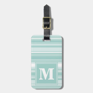Etiqueta Para Maletas Rayas verde menta monograma