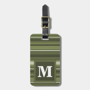 Etiqueta Para Maletas Rayas verde oliva monográficas