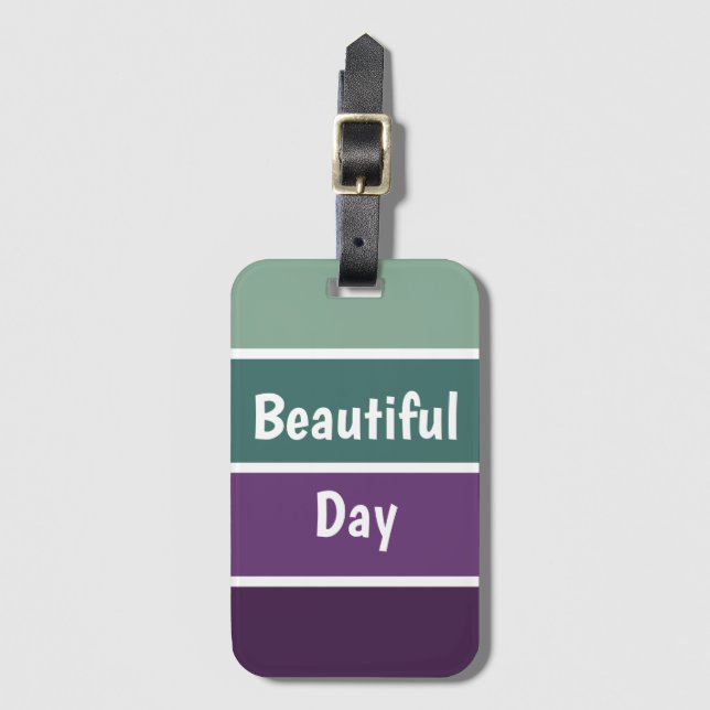 Etiqueta Para Maletas Rayas Verdes Y Púrpura (Anverso vertical)