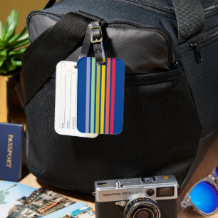 Etiqueta Para Maletas Rayo arco iris retro azul
