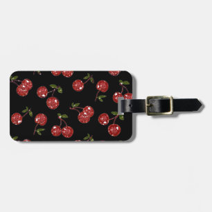 Etiqueta Para Maletas RB Rockabilly Muy cereza cerezas en negro