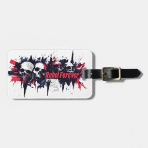 Etiqueta Para Maletas "Rebel Forever" - Diseño gráfico Edgy Skull