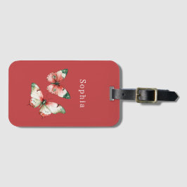 Etiqueta Para Maletas Red Berries Butterflies