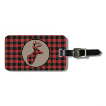 Red Black Buffalo Plaid Deer