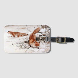 Etiqueta Para Maletas Red Foxes in the Winter Snow (by Wilhelm Kuhnert)