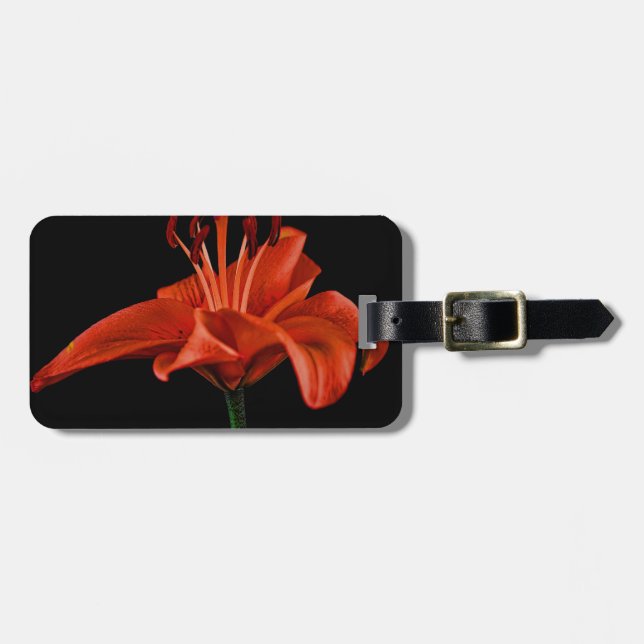 Etiqueta Para Maletas Red Lily On Black (Frente Horizontal)