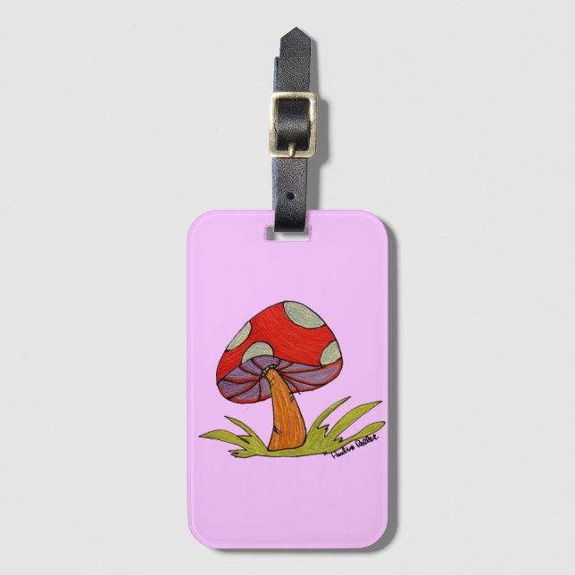 Etiqueta Para Maletas Red Mushroom with light purple background Tote (Anverso vertical)