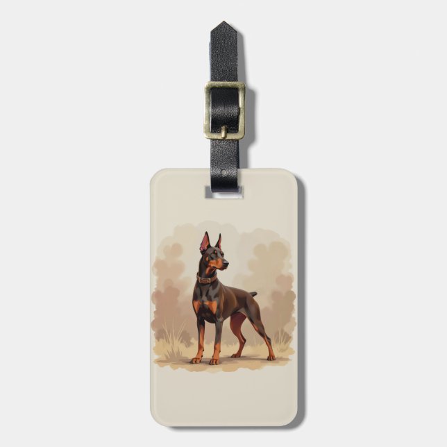 Etiqueta Para Maletas Red Rust Brown Doberman Pinscher Dog (Frente Vertical)