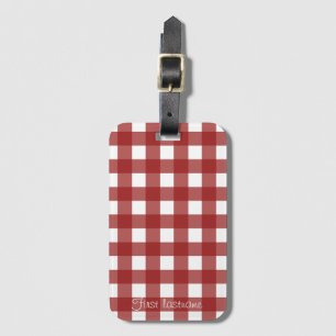Etiqueta Para Maletas Red White Gingham Check Plaid