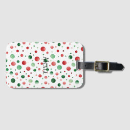 Etiqueta Para Maletas Red White Green Dots Christmas
