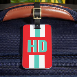 Etiqueta Para Maletas Red & white striped Shadow Monogram retro travel