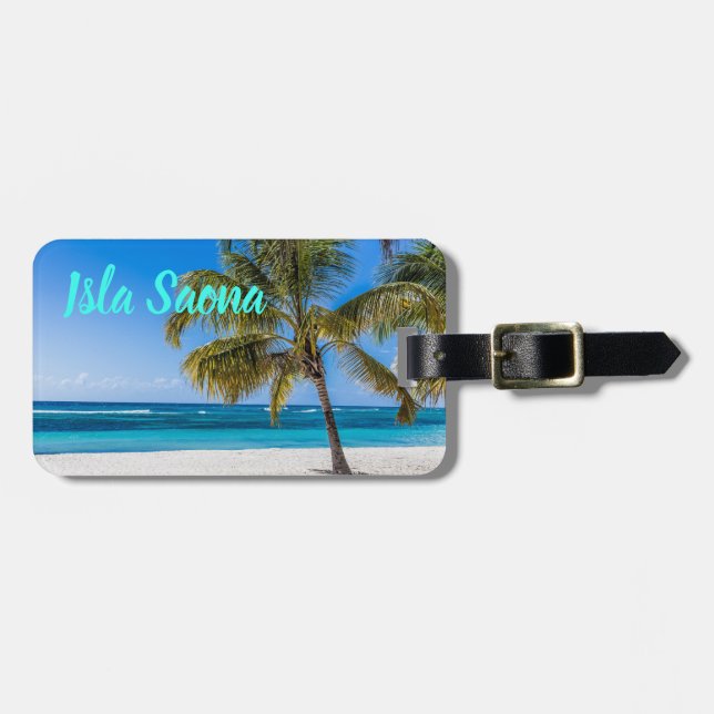 Etiqueta Para Maletas Regalo de Isla Saona Beach República Dominicana (Frente Horizontal)