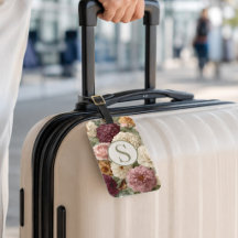 Regalo de viaje con monograma Floral Verde Púrpura