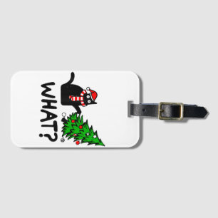 Etiqueta Para Maletas Regalo divertido de gato negro empujando el árbol