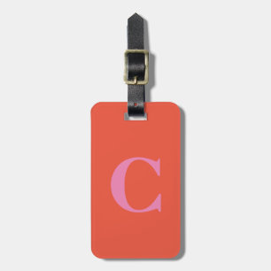 Etiqueta Para Maletas Regalo inicial del monograma rojo rosado naranja