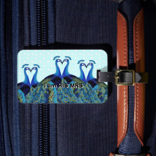 Etiqueta Para Maletas Regalos de Boda de Beso de Peacocks Vintage