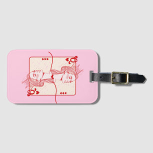 Etiqueta Para Maletas Reina de los corazones de arte rojo y rosa preppy