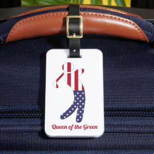 Etiqueta Para Maletas Reina del Verde   Jugador de golf Bandera American