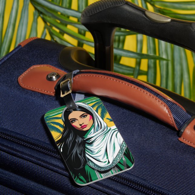 Etiqueta Para Maletas "Reina pop saudita - Audaz patrimonio artístico de (Anverso In situ 1)