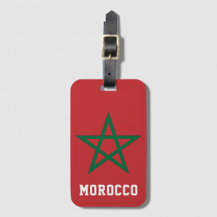 Etiqueta Para Maletas Reino de Marruecos Bandera Estrella Verde Roja Mar