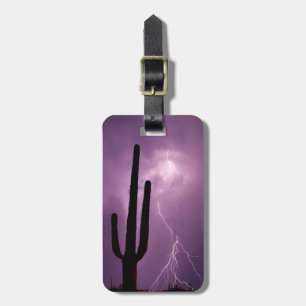 Etiqueta Para Maletas Relámpagos púrpura y cactus, AZ