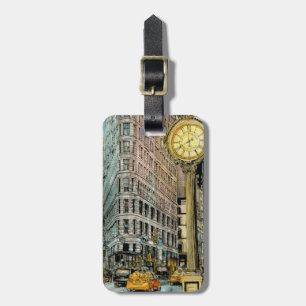 Etiqueta Para Maletas Reloj de la Quinta Avenida del vintage de los