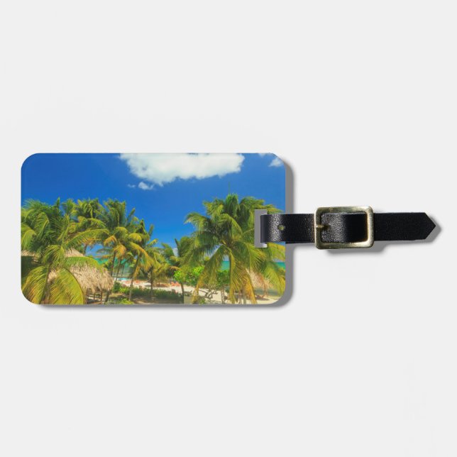 Etiqueta Para Maletas Resort de playa tropical, Belice (Frente Horizontal)