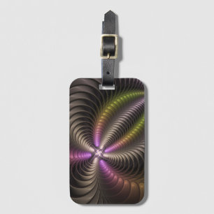Etiqueta Para Maletas Resumen brillante Trippy Colorido arte fractal 3D