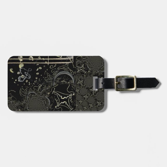 Etiqueta Para Maletas Resumen de arte negro (Frente Horizontal)