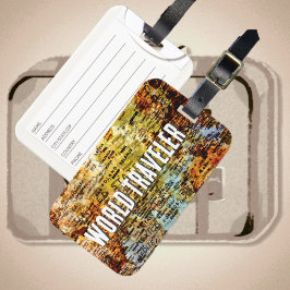 Etiqueta Para Maletas Resumen del Mapa Internacional de Viajeros del Mun