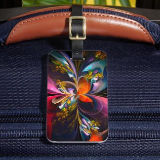 Etiqueta Para Maletas Resumen floral moderno Patrón azul rojo del arte #