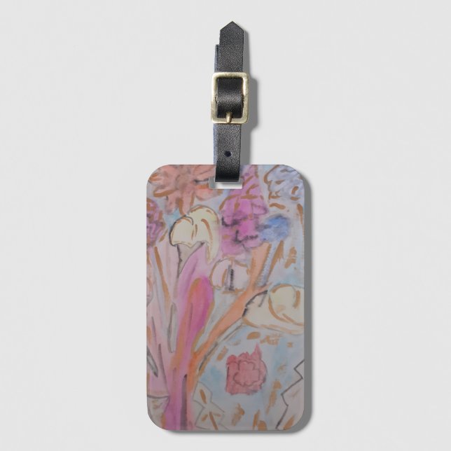 Etiqueta Para Maletas Resumen Pastel Floral (Anverso vertical)