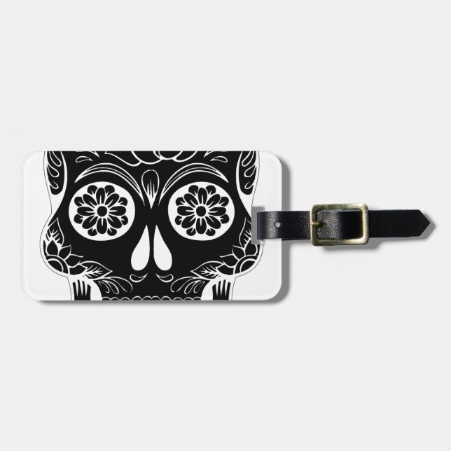 Etiqueta Para Maletas Resumen Skull (Frente Horizontal)