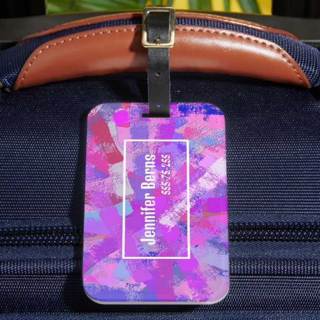 Etiqueta Para Maletas Resumen Textura de brocha de pincel. (Anverso In situ 2)