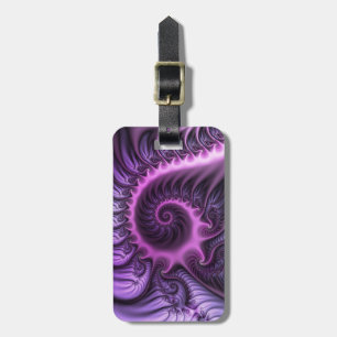 Etiqueta Para Maletas Resumen Vivid Guay Pink Purple Fractal Art Spiral