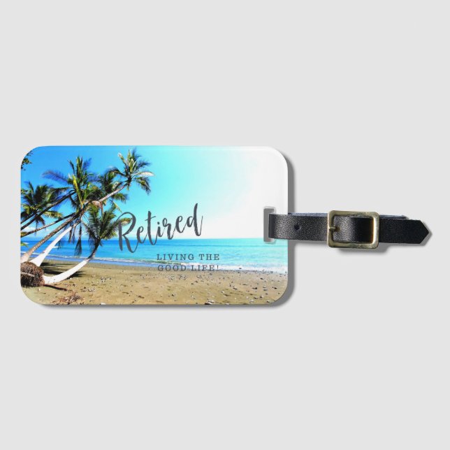 Etiqueta Para Maletas Retirado... Vivir la buena vida, paisaje tropical (Anverso horizontal)