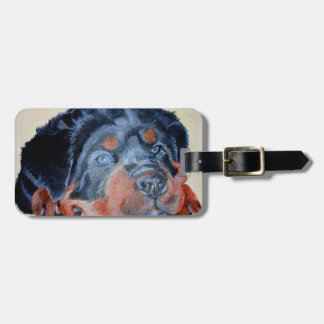 Etiqueta Para Maletas Retrato artístico de Rottweiler Puppy Mascota