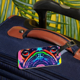 Etiqueta Para Maletas Retrato colorido de Pug al estilo del arte pop