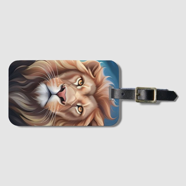 Etiqueta Para Maletas Retrato de arte digital León-56556 (Anverso horizontal)