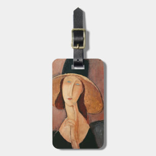 Etiqueta Para Maletas Retrato de Jeanne Hebuterne en un gorra grande