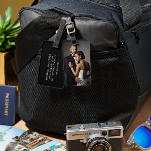 Etiqueta Para Maletas Retrato de luna de miel de Boda fotográfico person