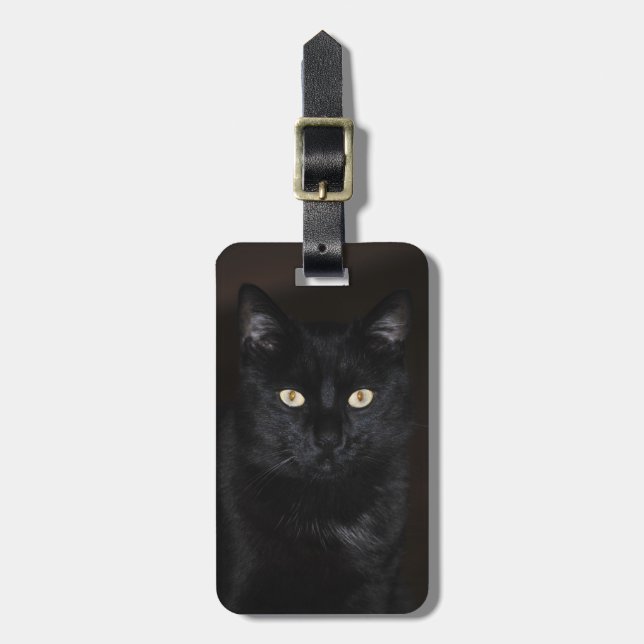 Etiqueta Para Maletas Retrato del gato negro (Frente Vertical)