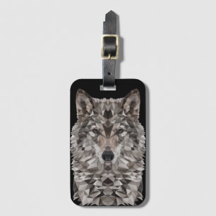 Etiqueta Para Maletas Retrato geométrico de lobo gris