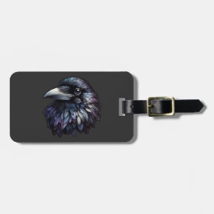 Etiqueta Para Maletas Retrato majestuoso de Raven - cuervo, ave, fauna