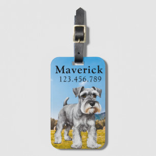 Etiqueta Para Maletas Retrato pintado de un perro schnauzer  