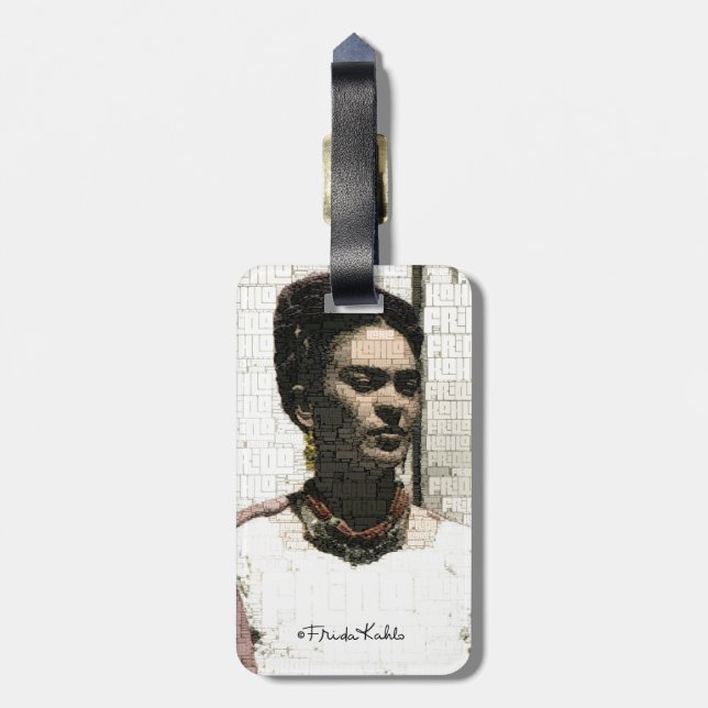 Etiqueta Para Maletas Retrato textil de Frida Kahlo (Atrás Vertical)