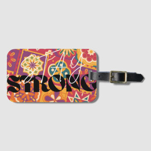 Etiqueta Para Maletas Retro 70s Floral Patchwork Mantente FuerteAbraza