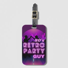 Etiqueta Para Maletas Retro 80 Disco Dance Fiesta Neon Purple Funky